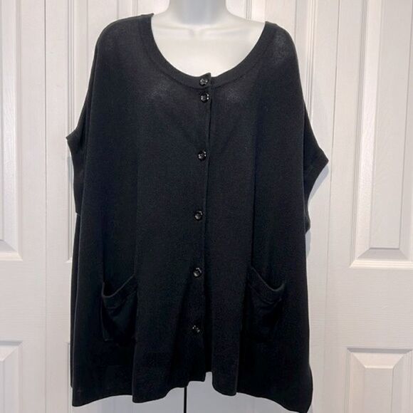 Dark‎ Navy Blue Cap Sleeve Button Up Cardigan Size 3X - Picture 1 of 13